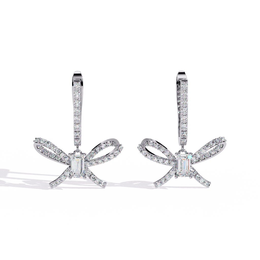 Emerald Cut Lab Diamond Butterfly Earrings