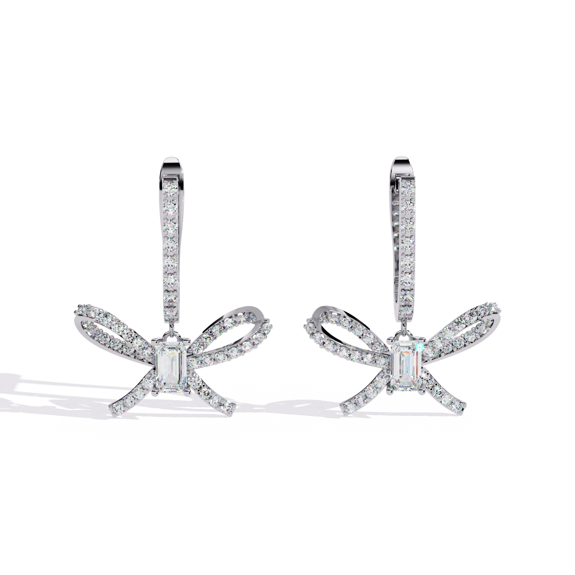 Emerald Cut Lab Diamond Butterfly Earrings