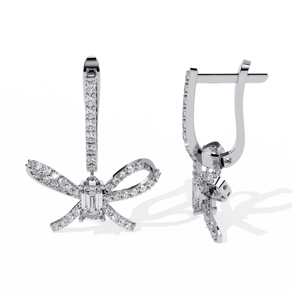 Emerald Cut Lab Diamond Butterfly Earrings