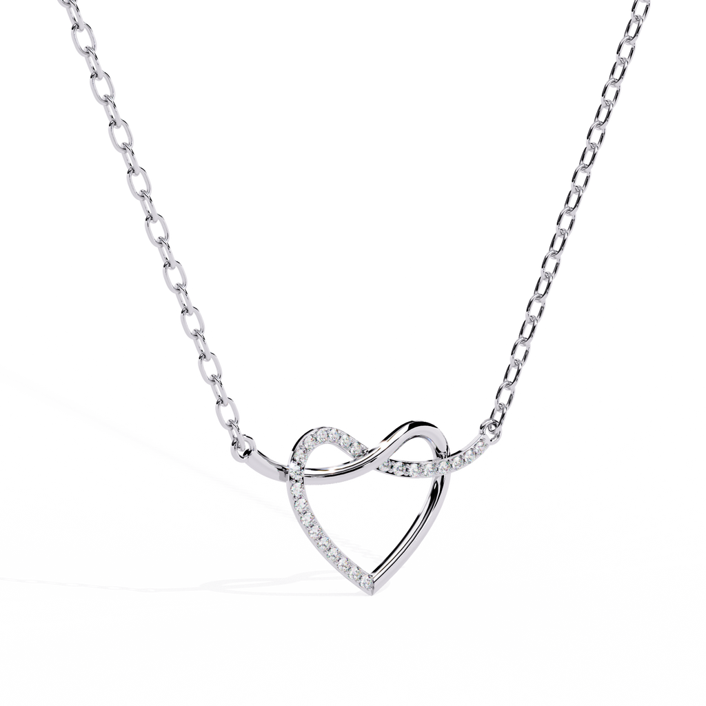 Round Cut Lab Diamond Heart Shape Pendant