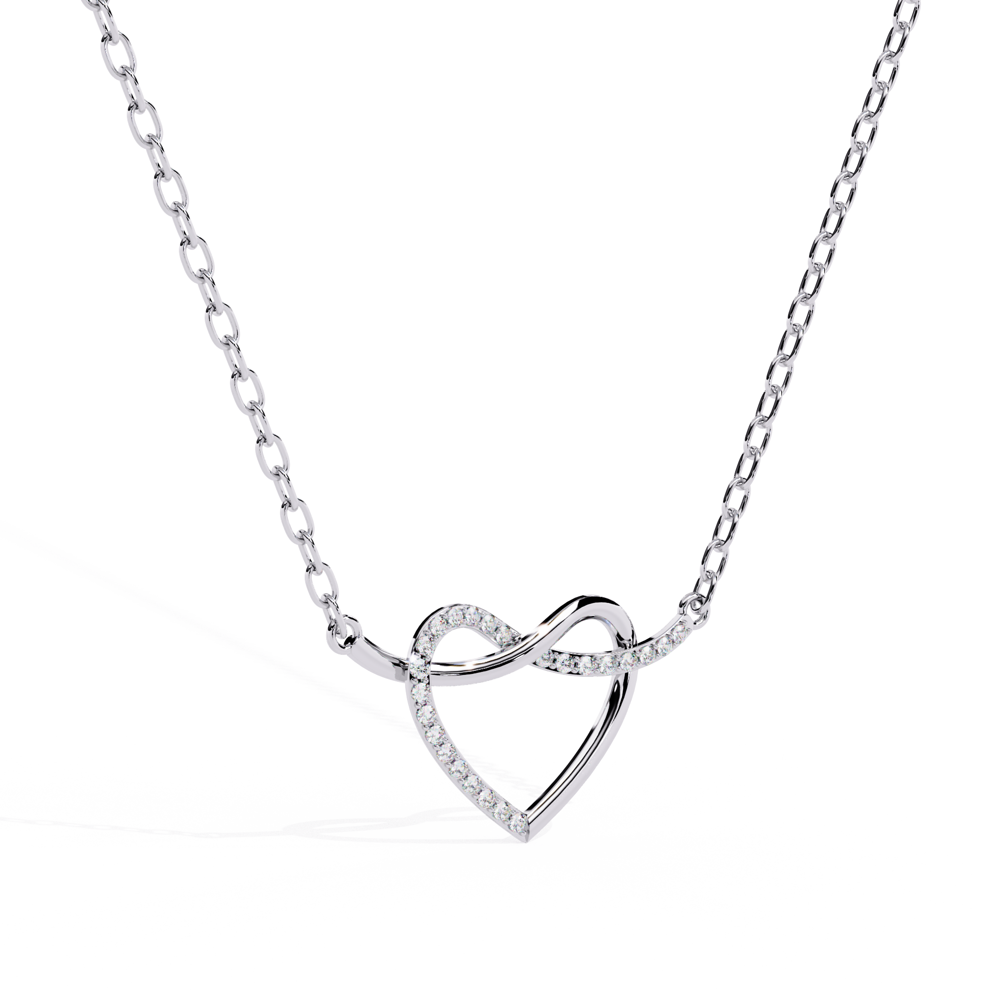 Round Cut Lab Diamond Heart Shape Pendant