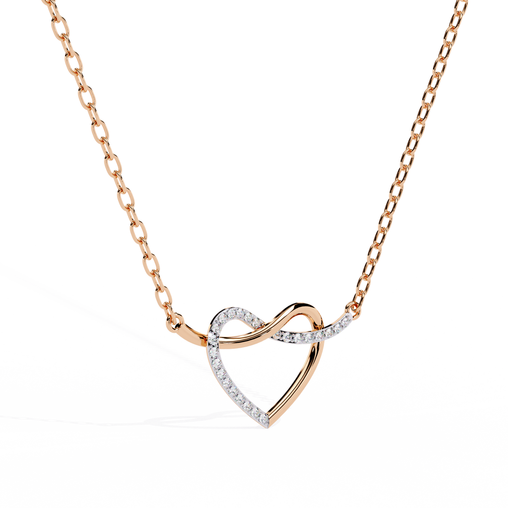 Round Cut Lab Diamond Heart Shape Pendant