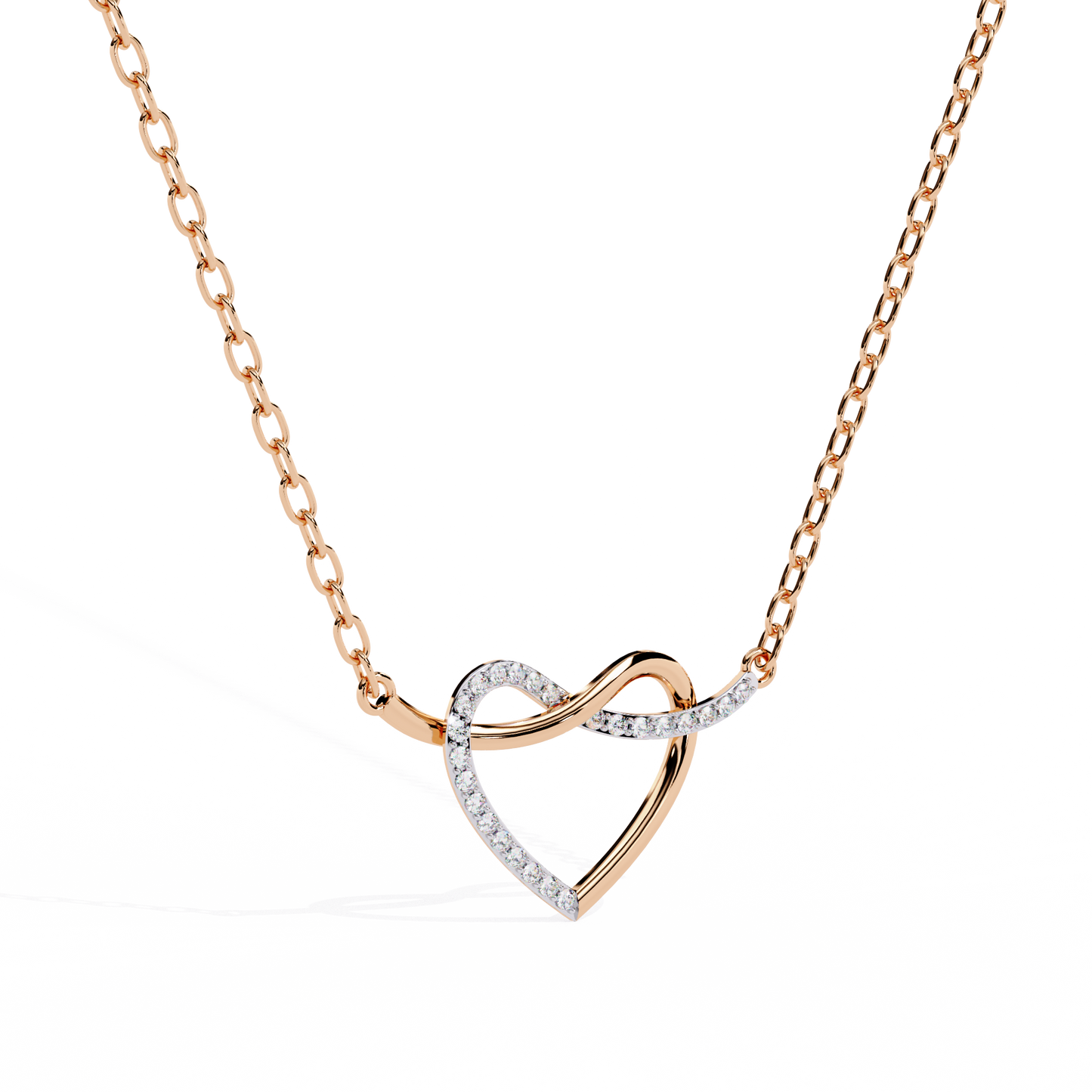 Round Cut Lab Diamond Heart Shape Pendant