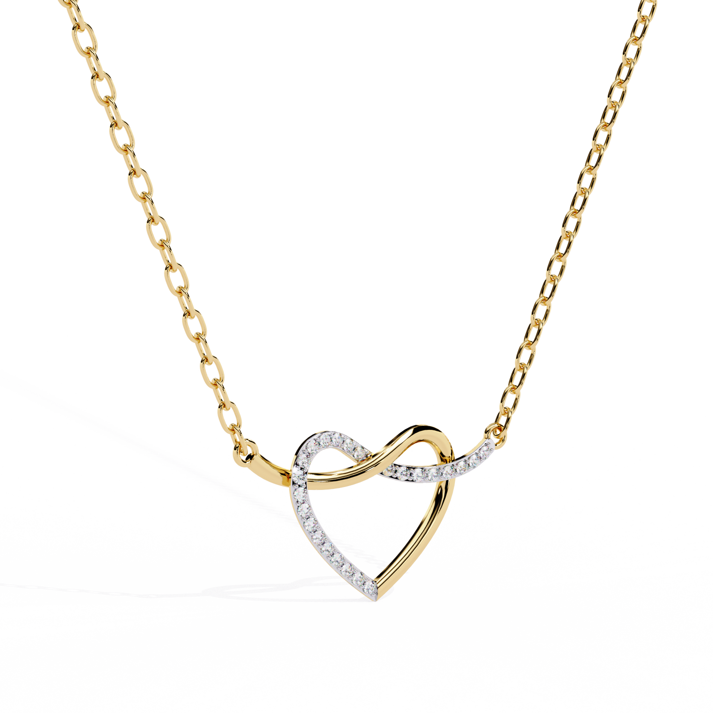 Round Cut Lab Diamond Heart Shape Pendant