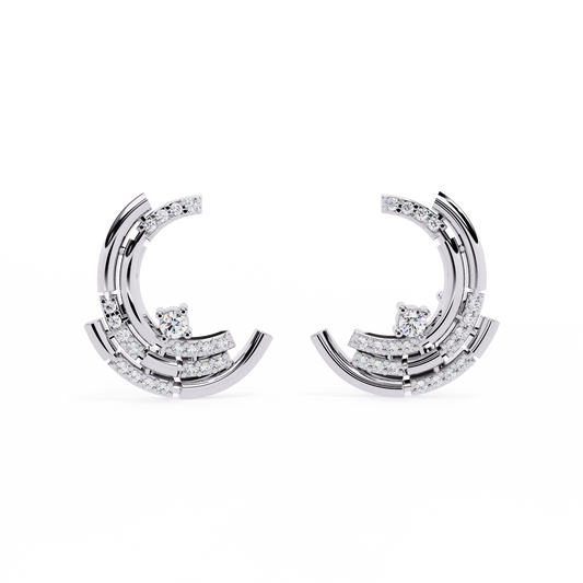 Multiple Round Cut Lab Diamond Half Moon Earrings