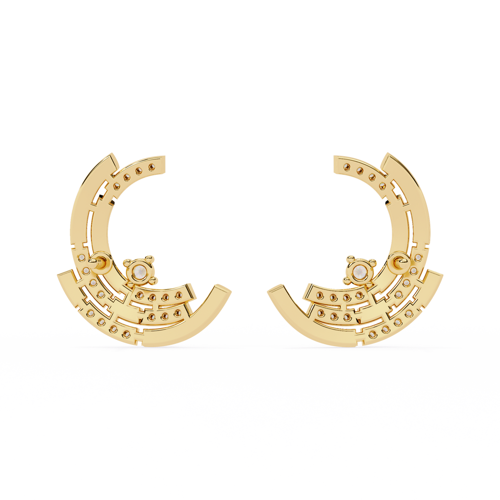 Multiple Round Cut Lab Diamond Half Moon Earrings