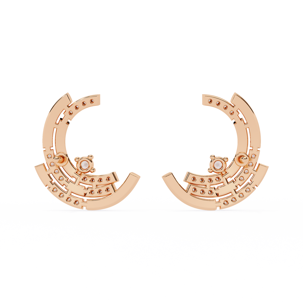 Multiple Round Cut Lab Diamond Half Moon Earrings