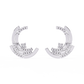 Multiple Round Cut Lab Diamond Half Moon Earrings