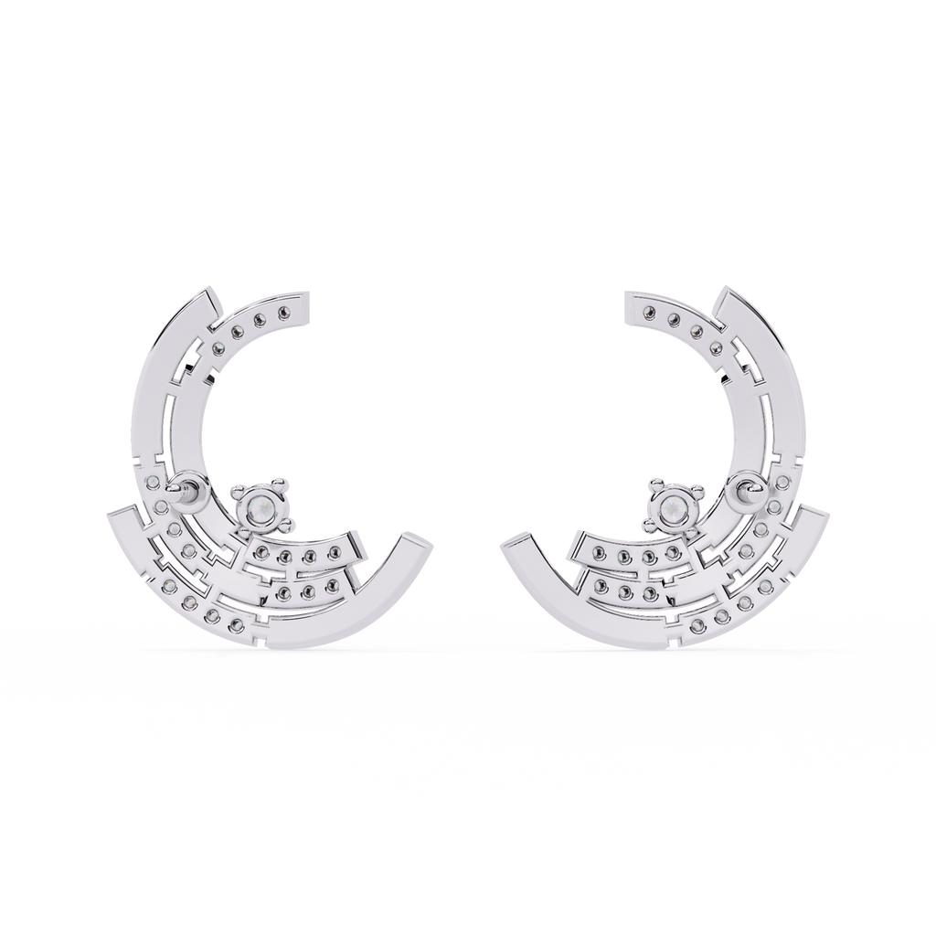 Multiple Round Cut Lab Diamond Half Moon Earrings