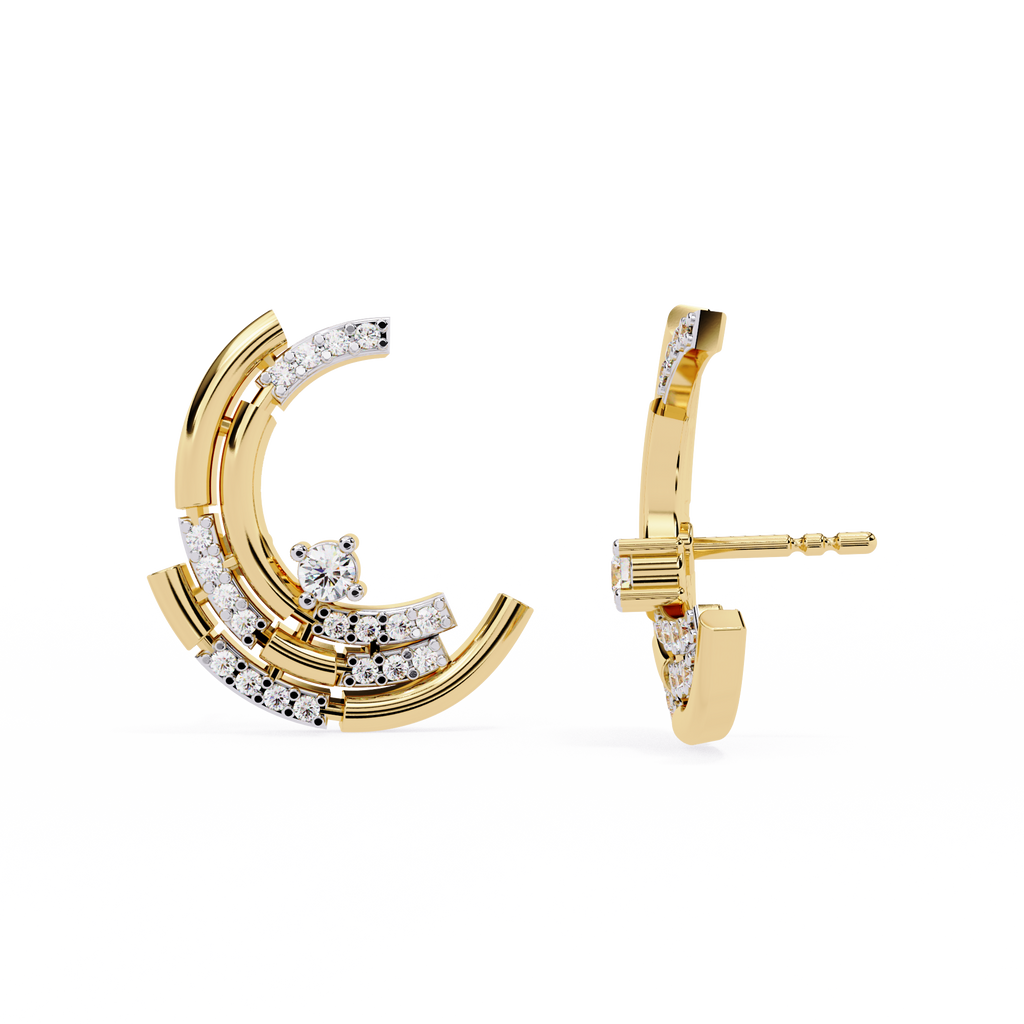 Multiple Round Cut Lab Diamond Half Moon Earrings