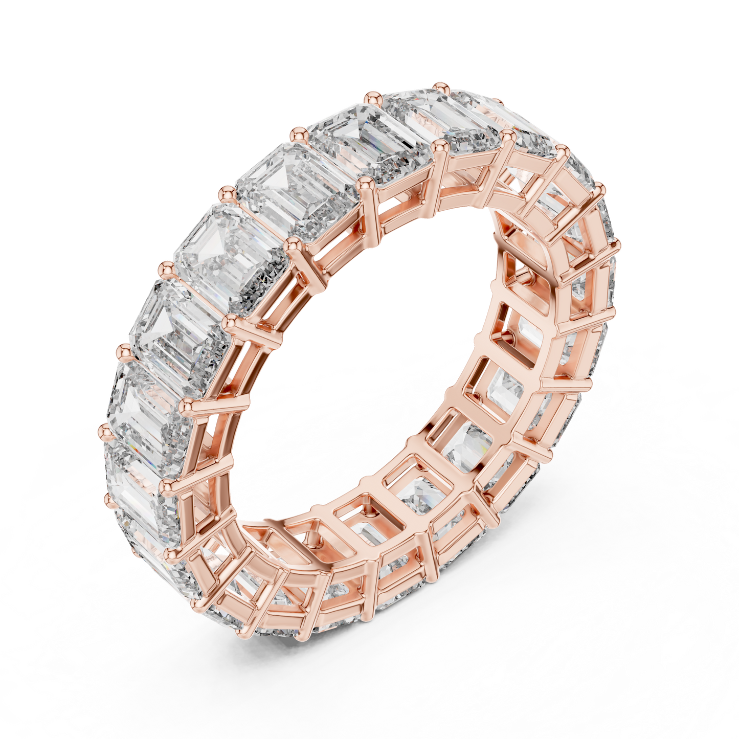 6 Carat Emerald Diamond Eternity Wedding Band