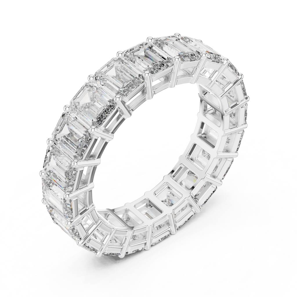 6 Carat Emerald Diamond Eternity Wedding Band