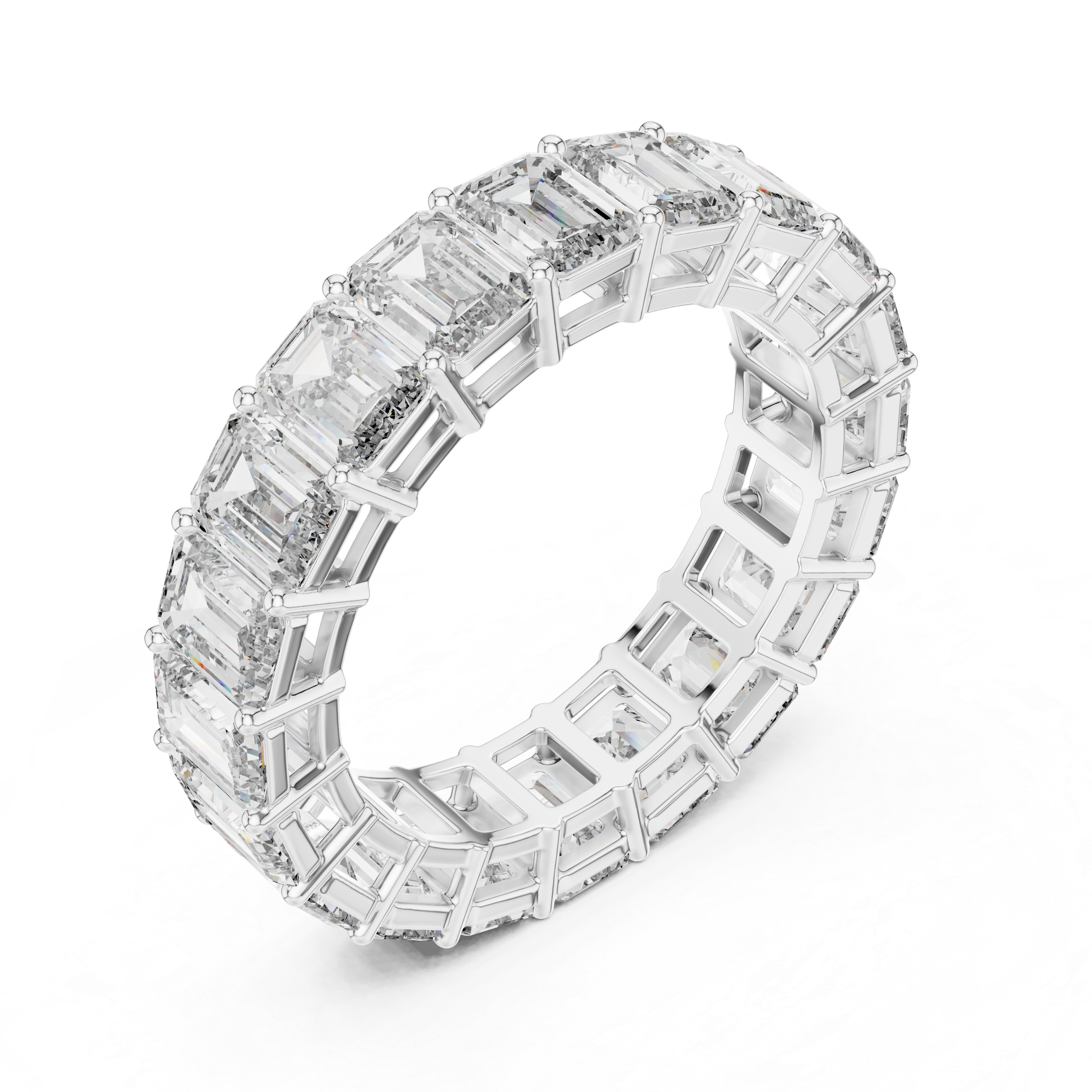 6 Carat Emerald Diamond Eternity Wedding Band