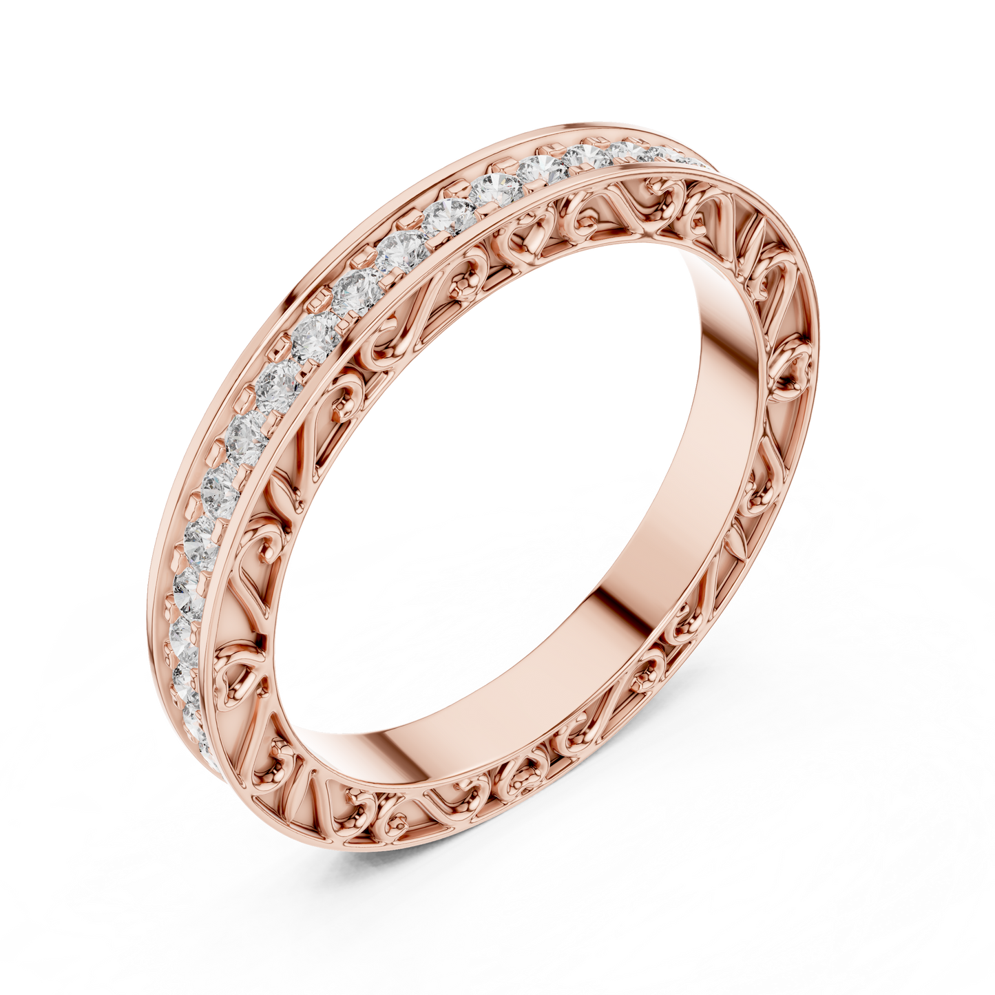 Classic Round Cut  Diamond Channel Set Wedding Band
