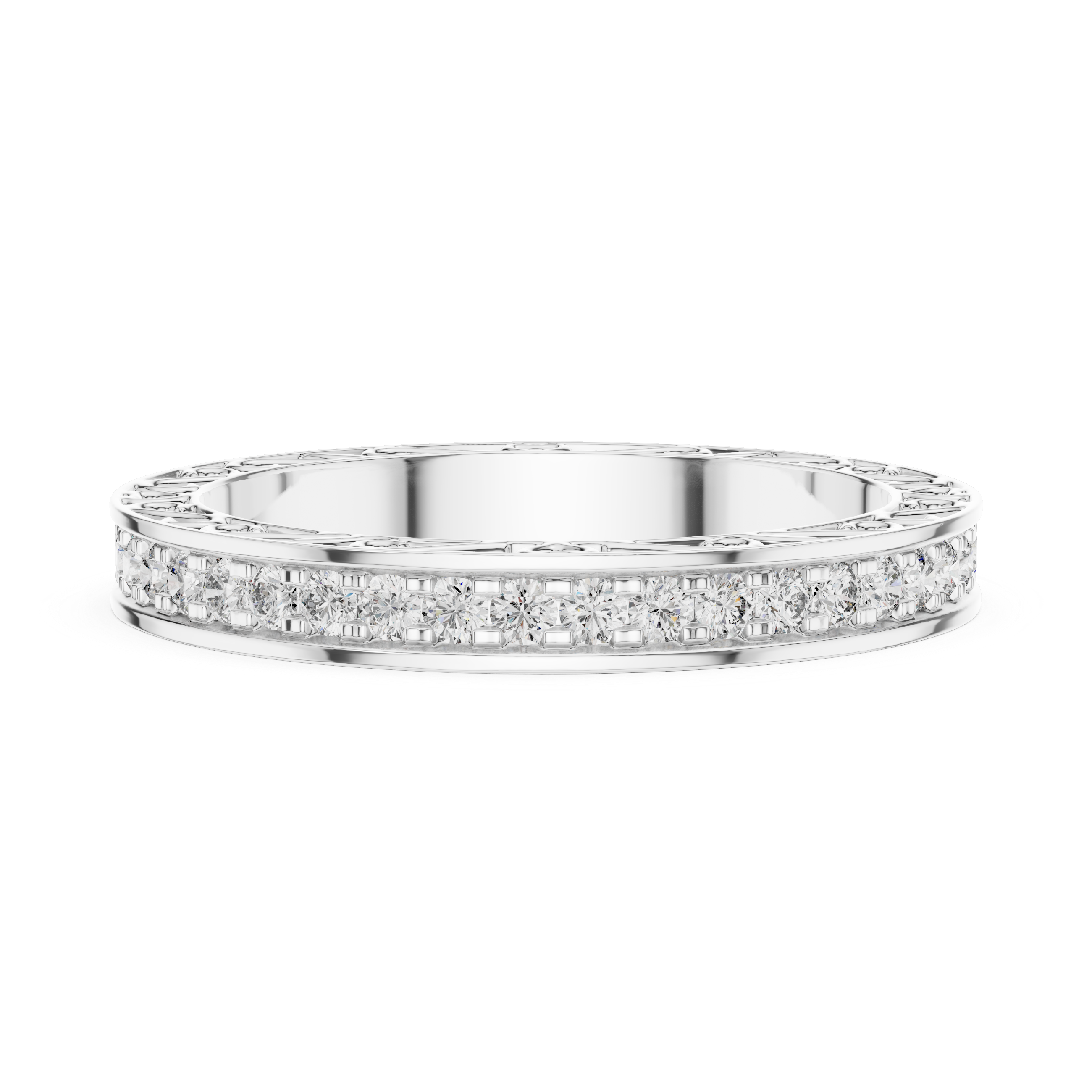 Classic Round Cut  Diamond Channel Set Wedding Band