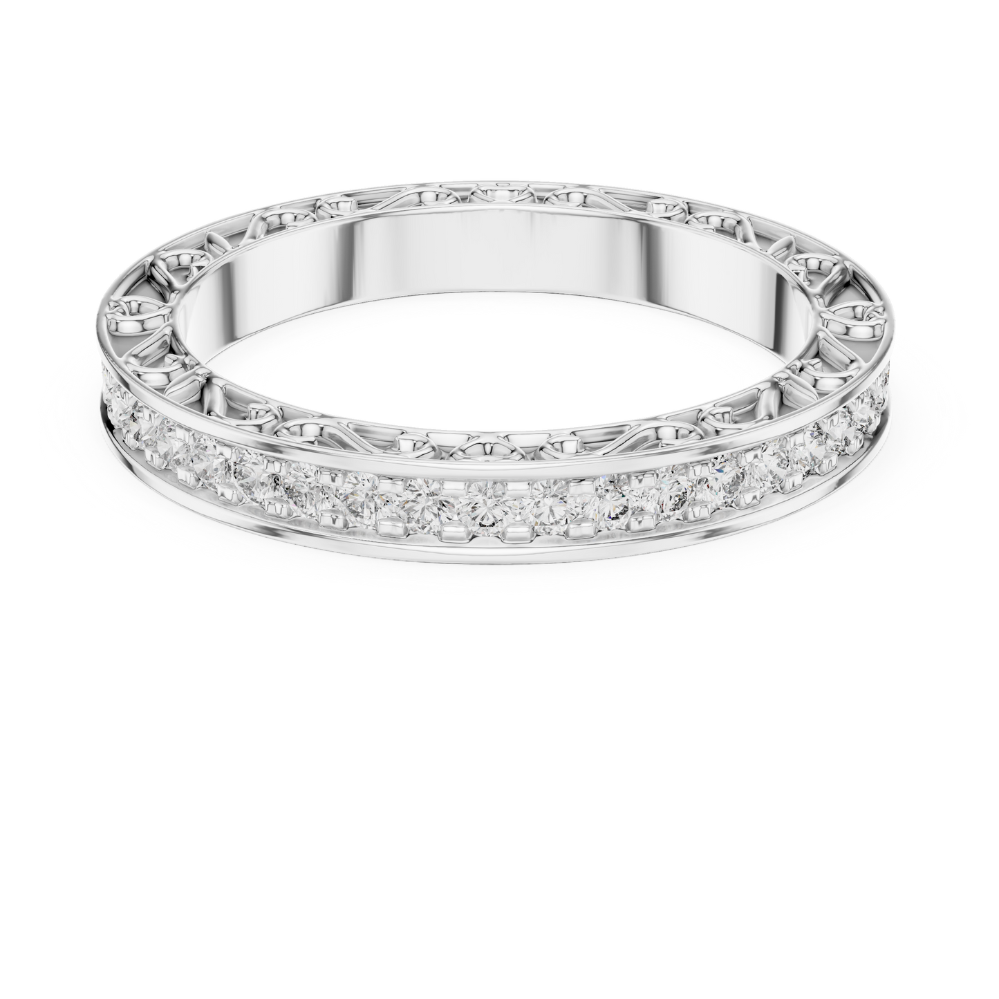 Classic Round Cut  Diamond Channel Set Wedding Band