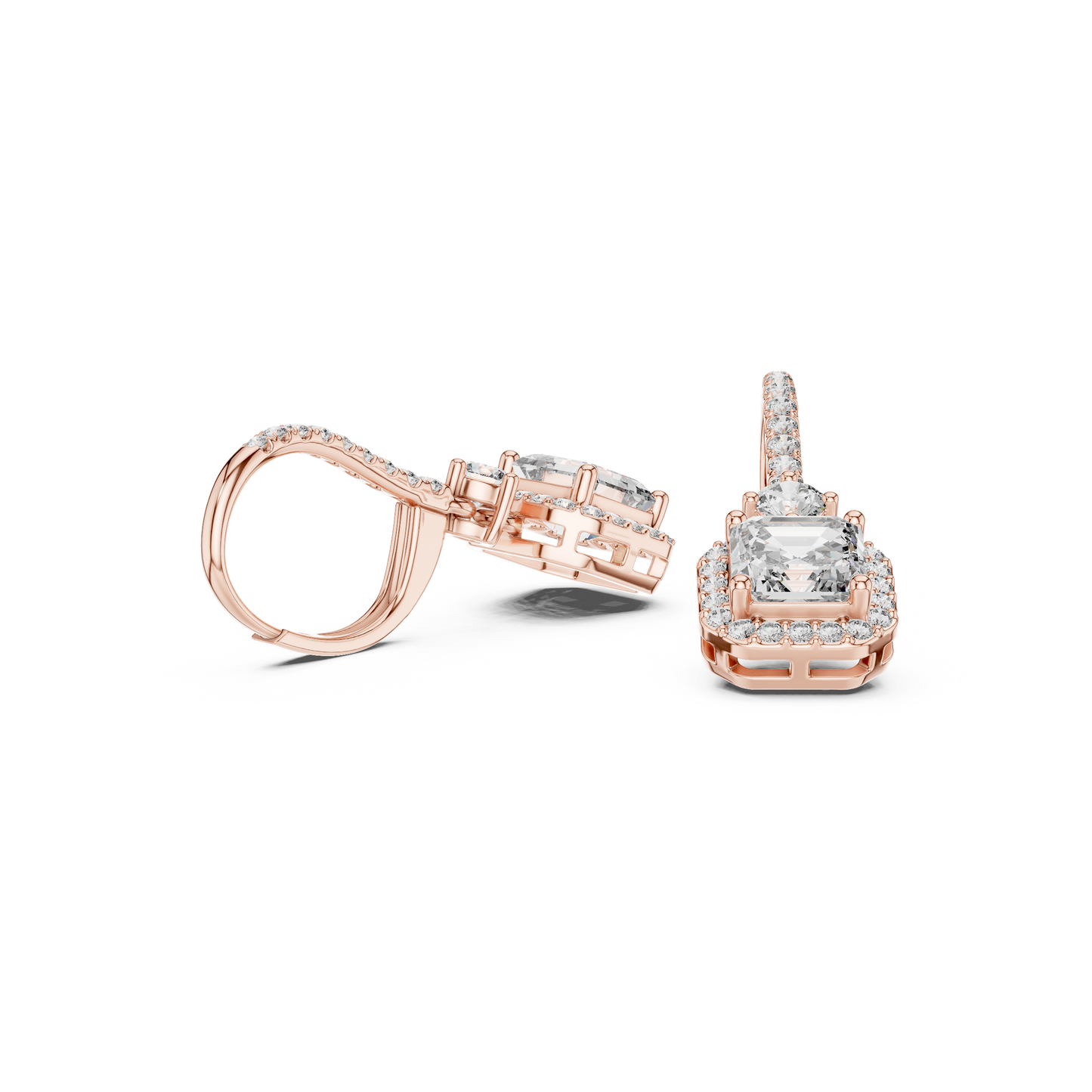 2 Carat Asscher Cut lab Diamond Hoop Earrings
