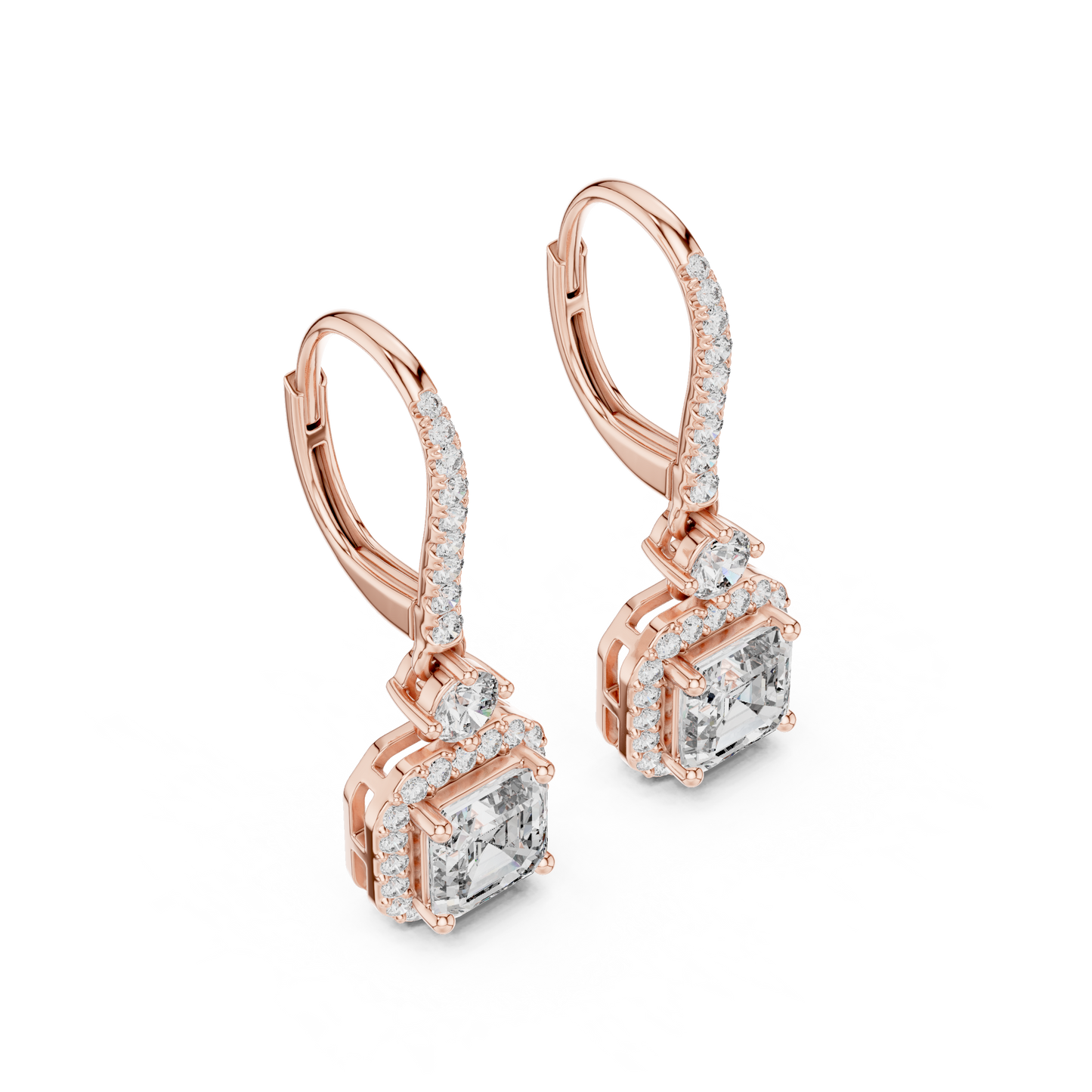 2 Carat Asscher Cut lab Diamond Hoop Earrings