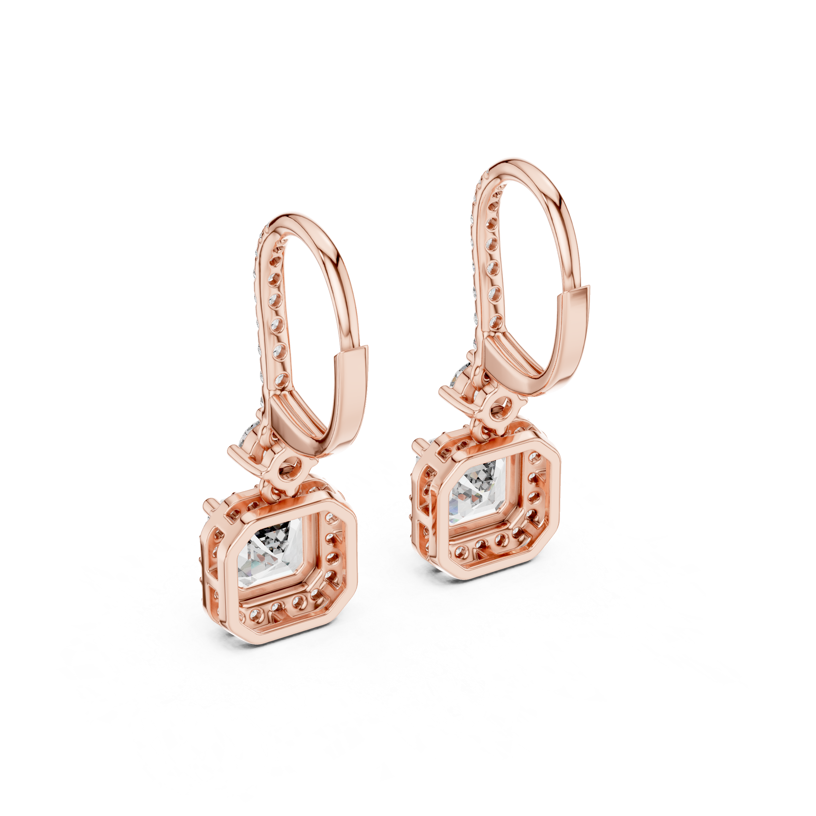 2 Carat Asscher Cut lab Diamond Hoop Earrings