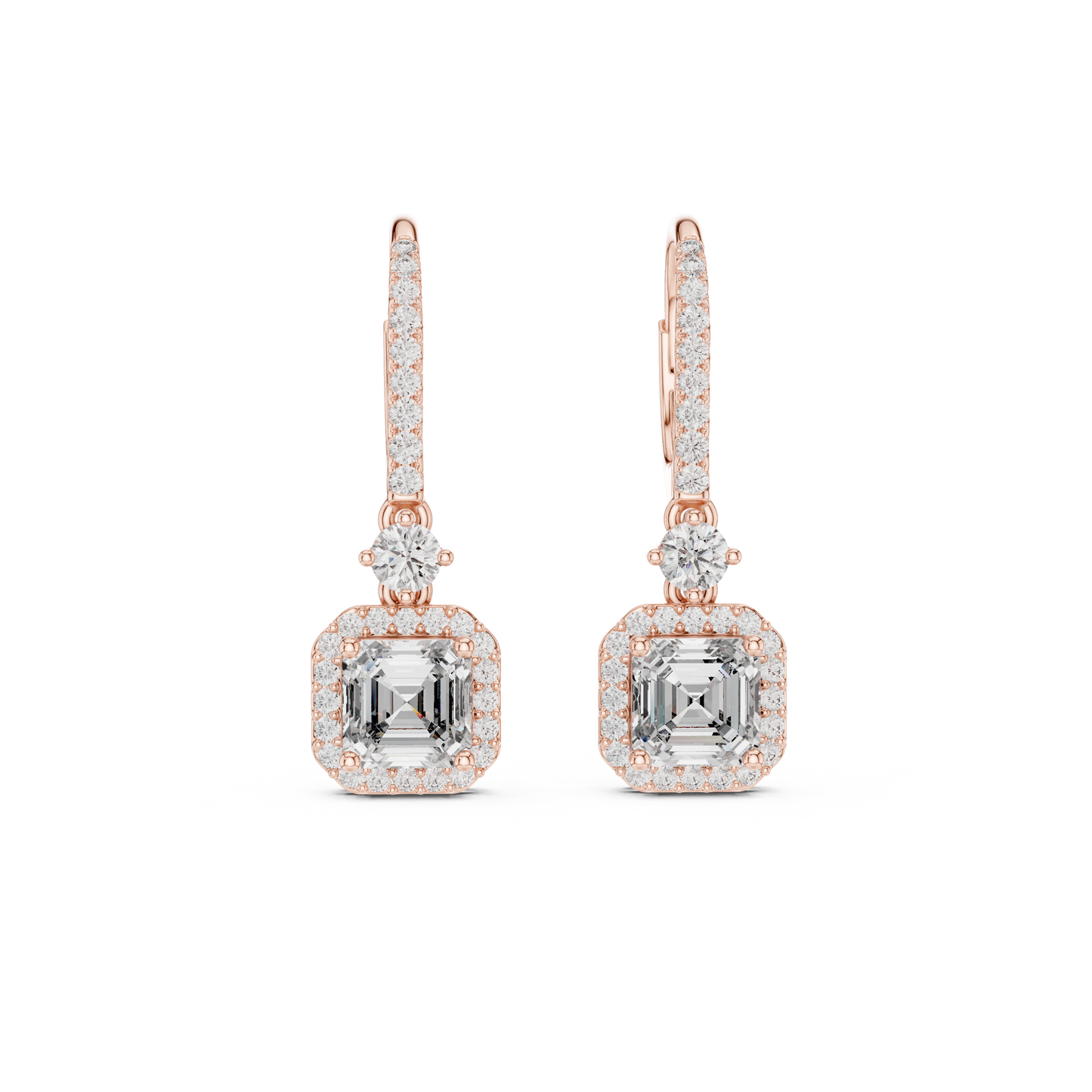 2 Carat Asscher Cut lab Diamond Hoop Earrings