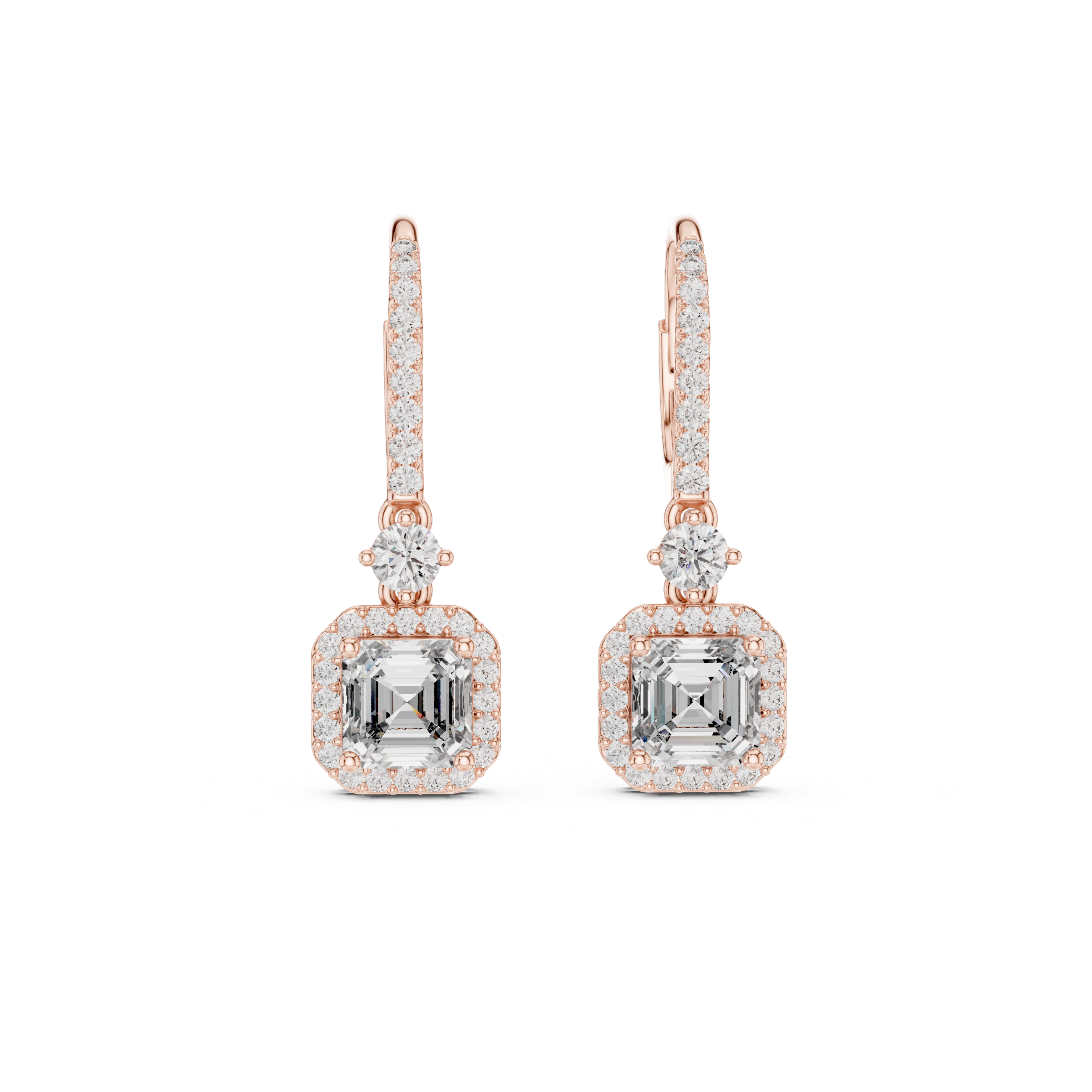 2 Carat Asscher Cut lab Diamond Hoop Earrings