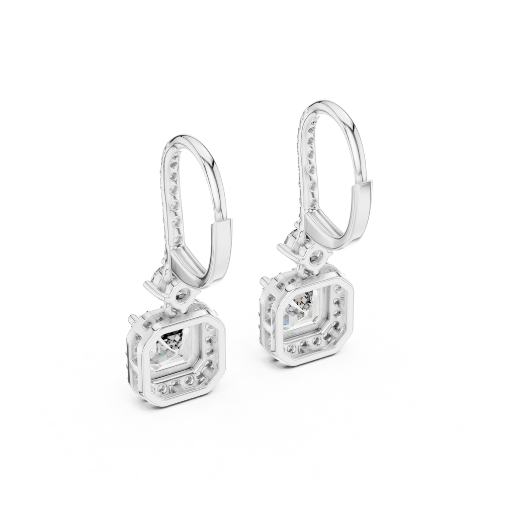 2 Carat Asscher Cut lab Diamond Hoop Earrings