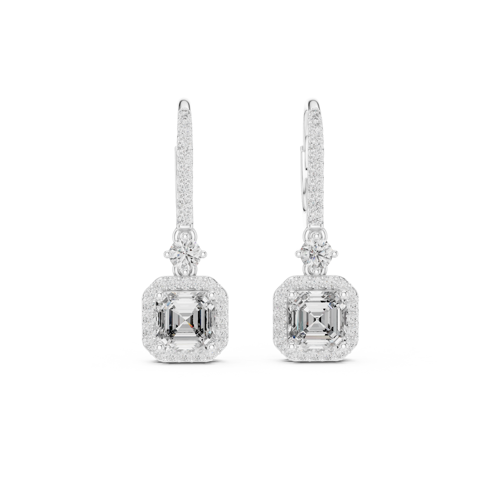 2 Carat Asscher Cut lab Diamond Hoop Earrings