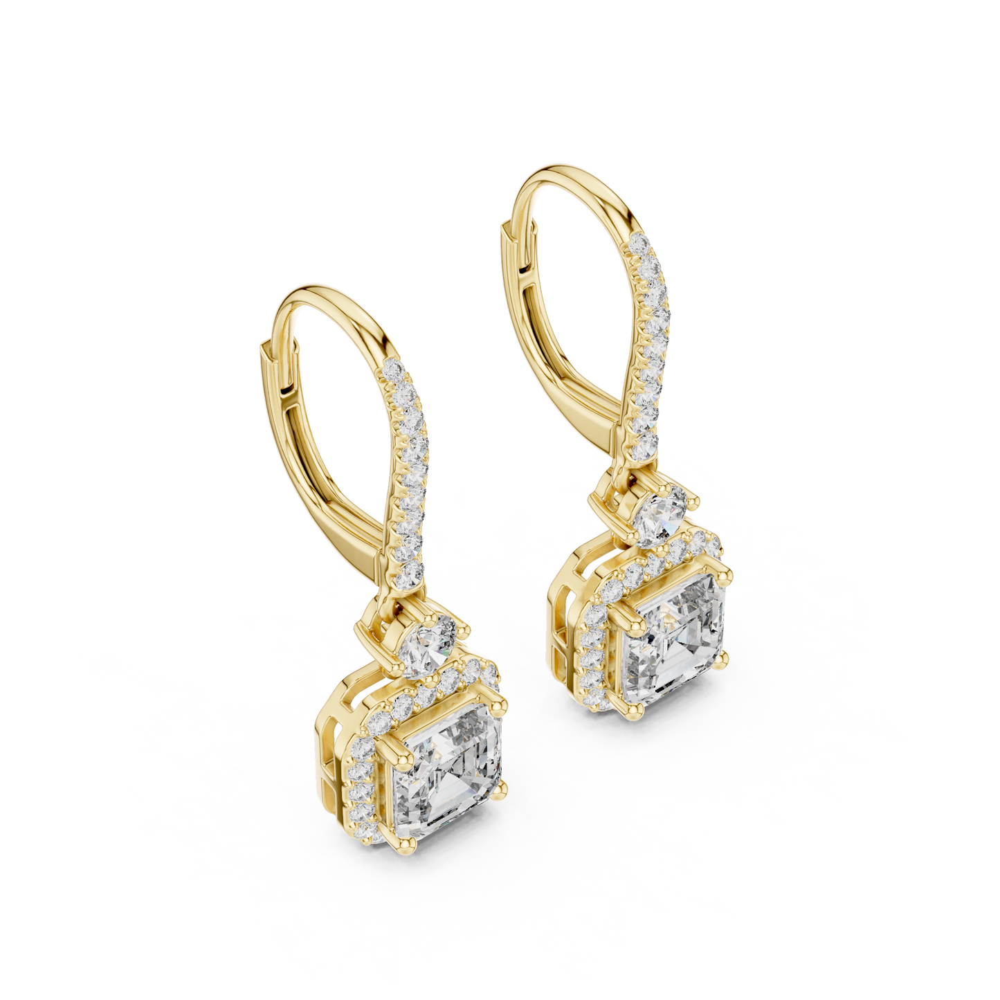 2 Carat Asscher Cut lab Diamond Hoop Earrings