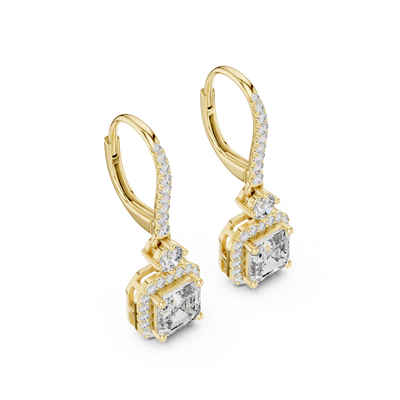2 Carat Asscher Cut lab Diamond Hoop Earrings