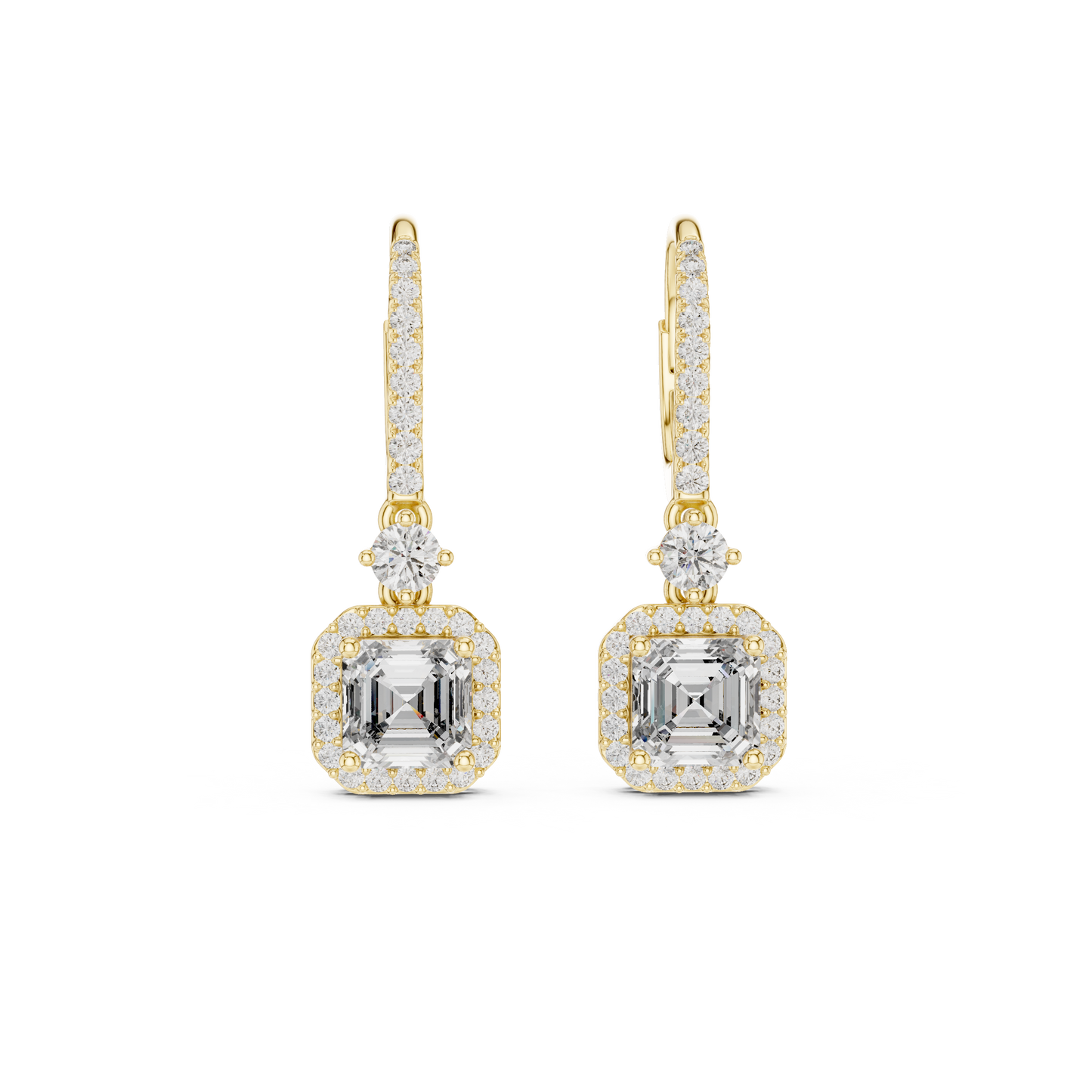 2 Carat Asscher Cut lab Diamond Hoop Earrings