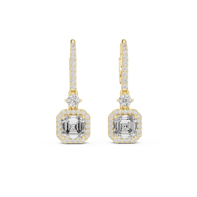 2 Carat Asscher Cut lab Diamond Hoop Earrings
