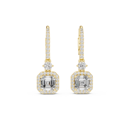 2 Carat Asscher Cut lab Diamond Hoop Earrings