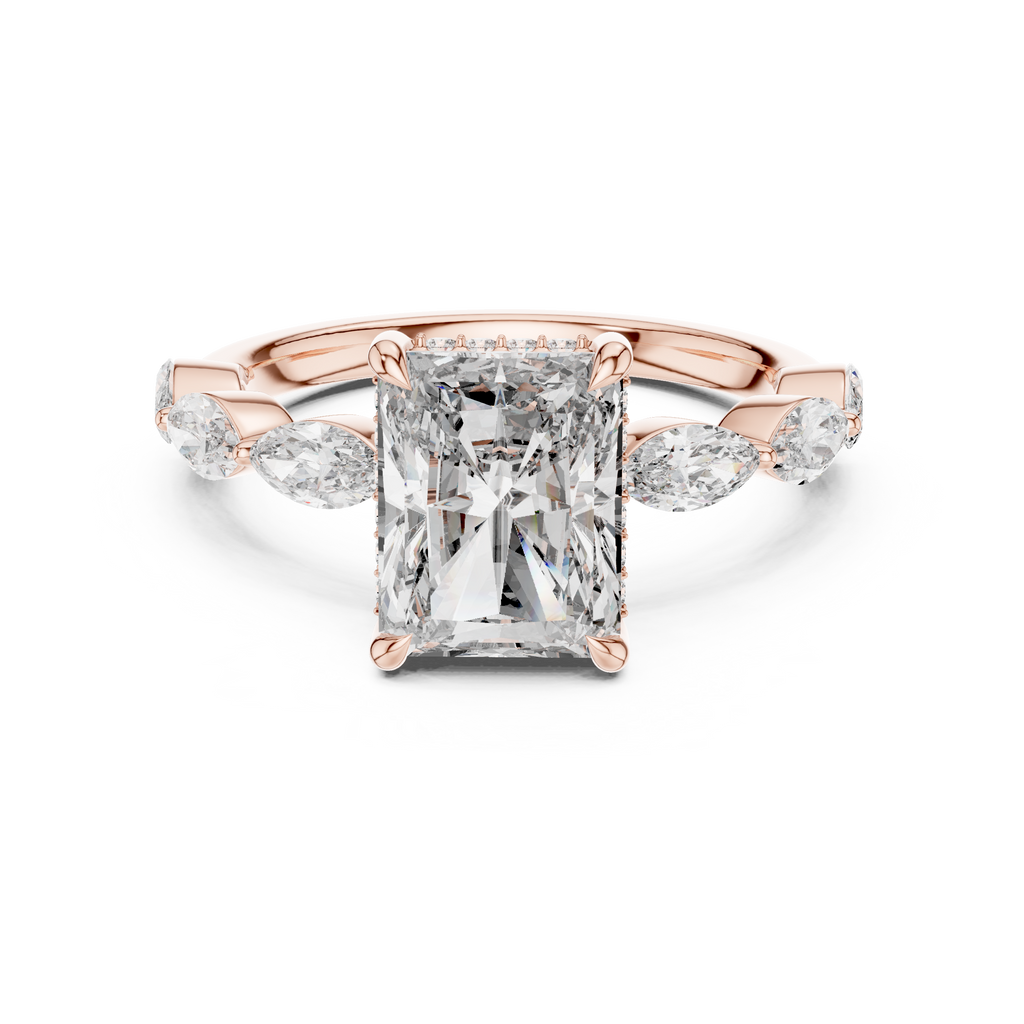 3 Carat Radiant Diamond Hidden Halo Ring
