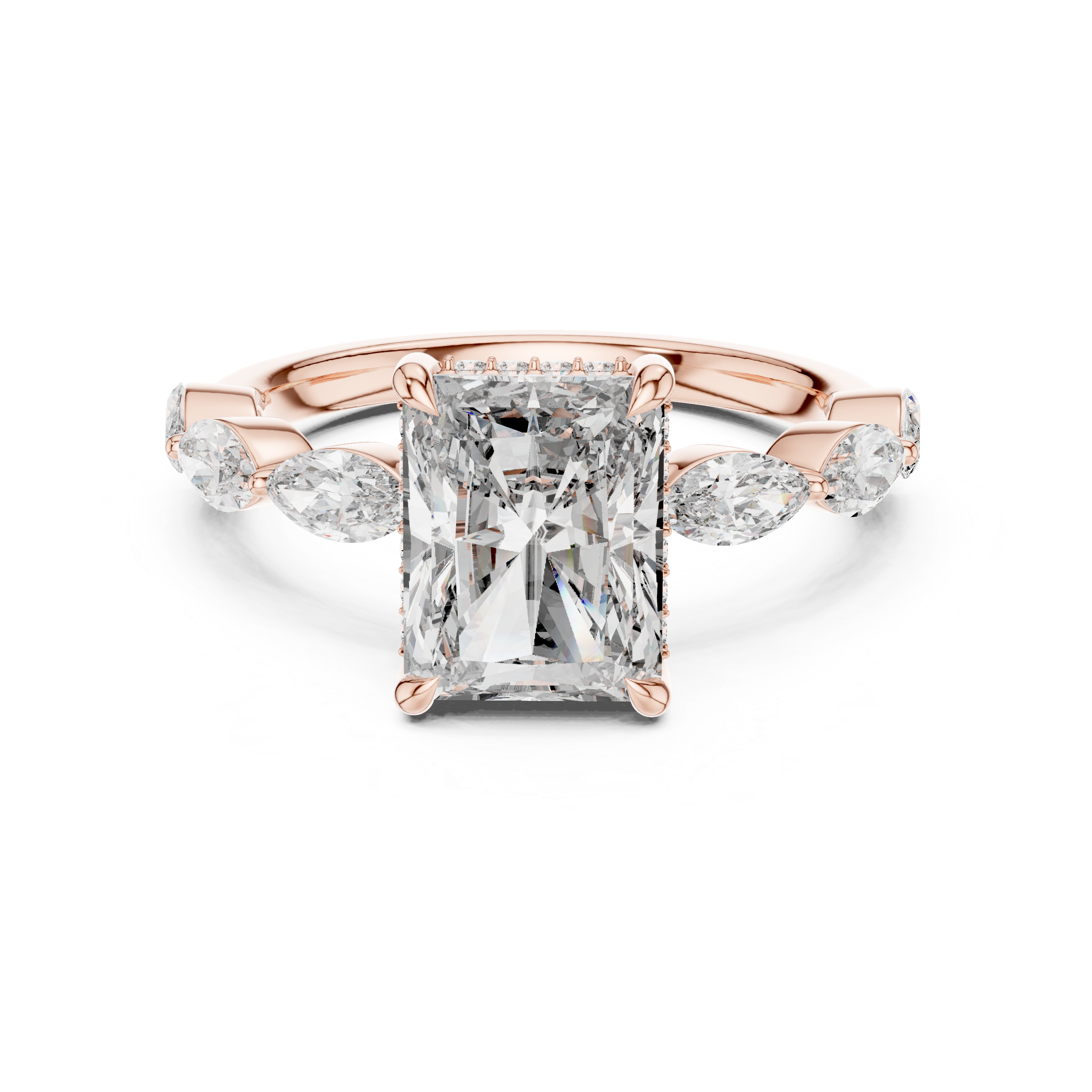 3 Carat Radiant Diamond Hidden Halo Ring