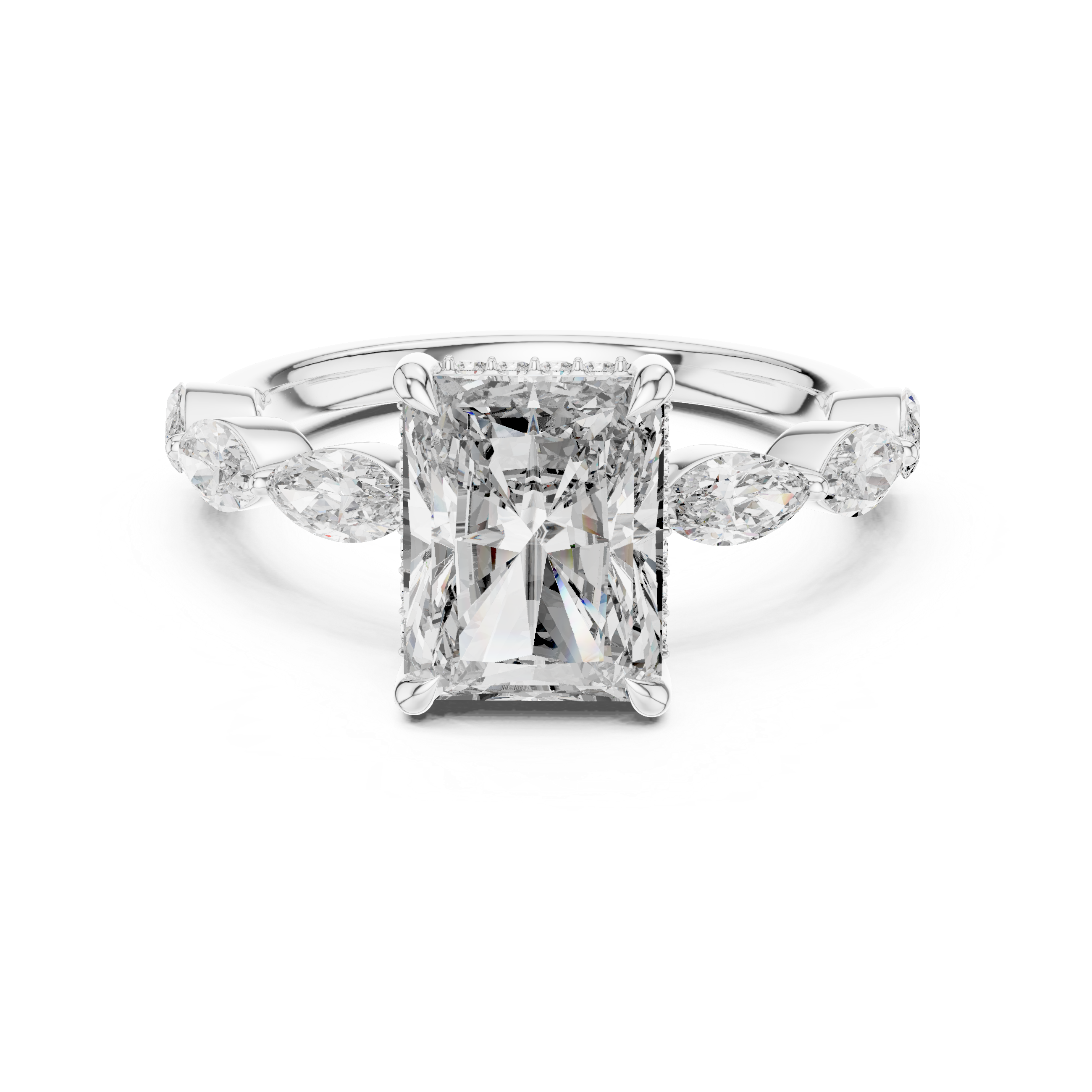 3 Carat Radiant Diamond Hidden Halo Ring
