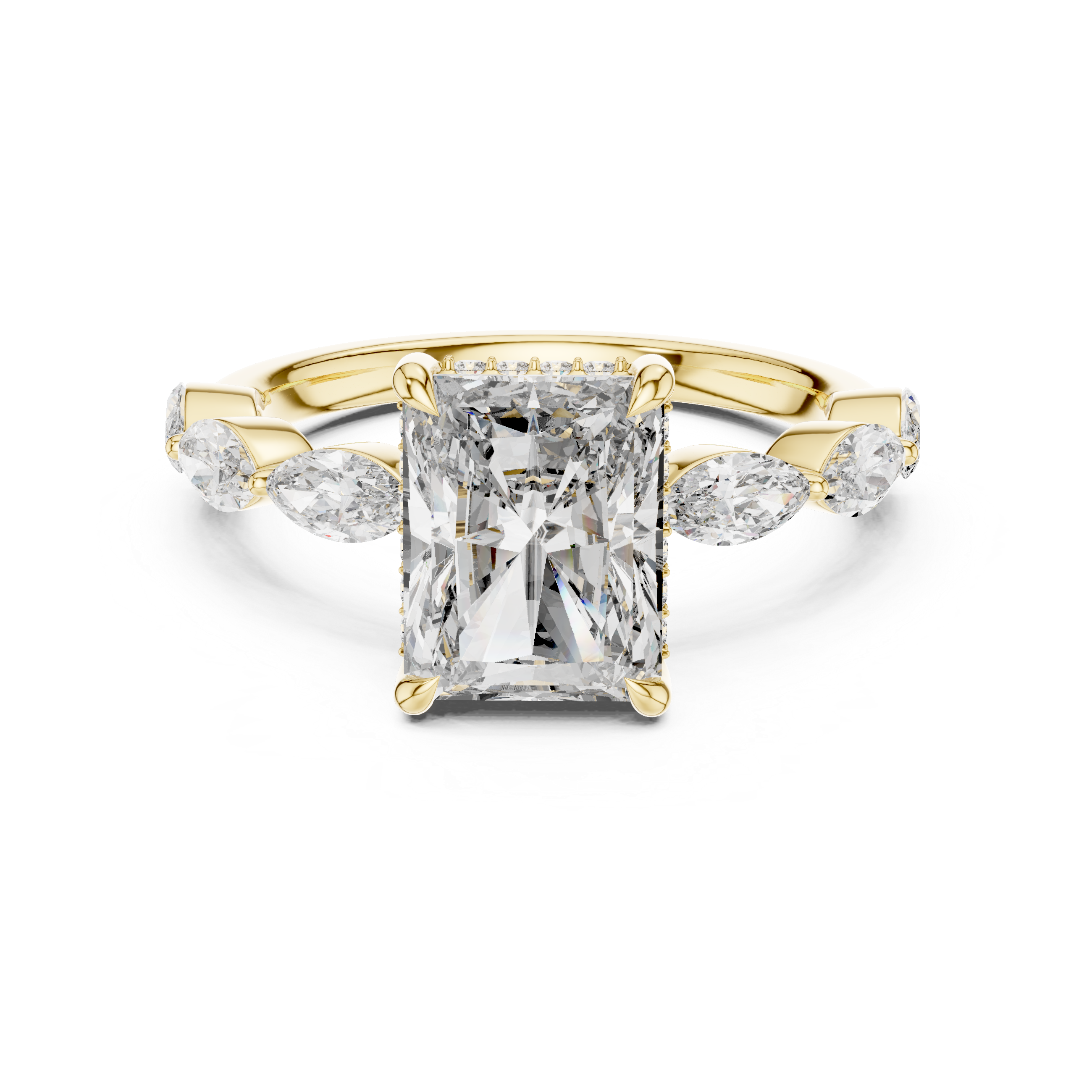 3 Carat Radiant Diamond Hidden Halo Ring