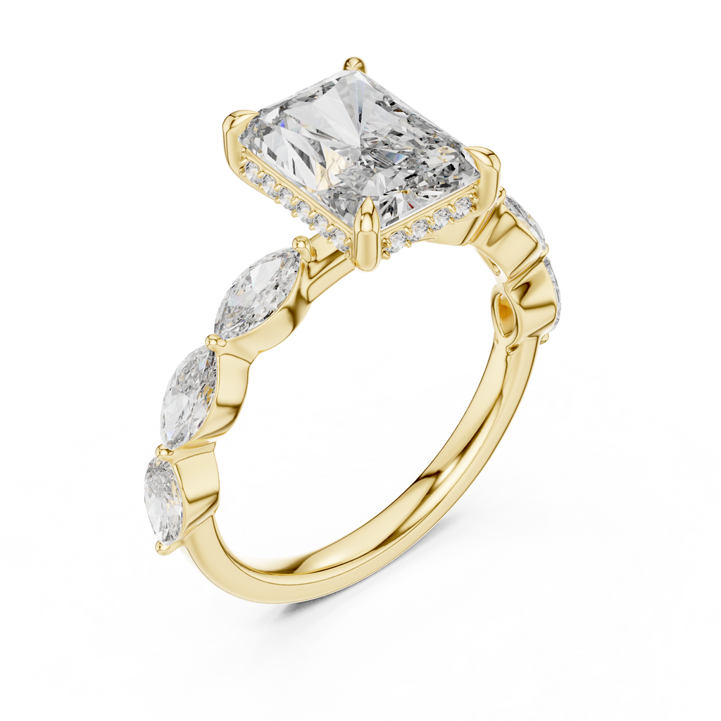 3 Carat Radiant Diamond Hidden Halo Ring