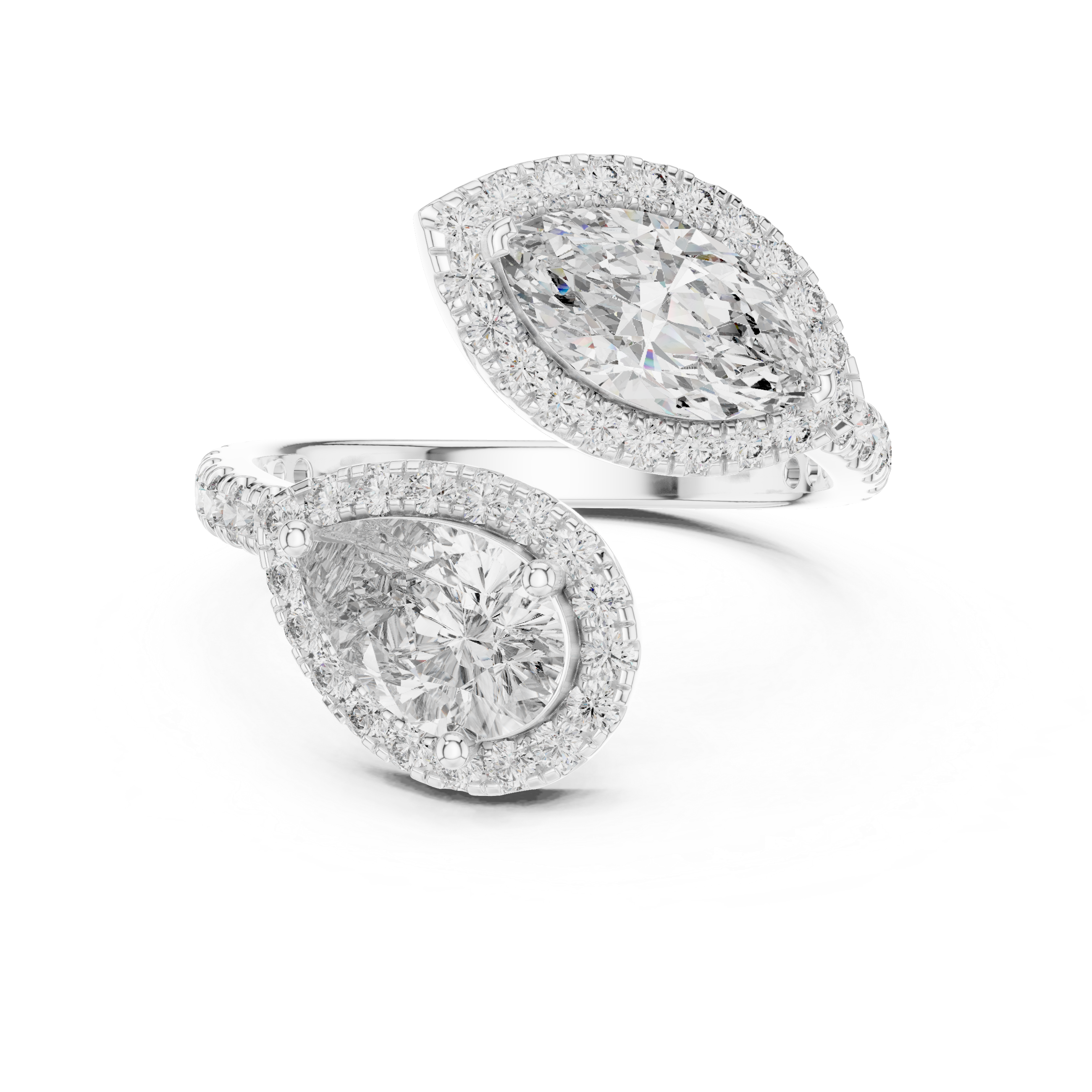 Marquise And Pear Diamond Toi Et Moi Engagement Ring