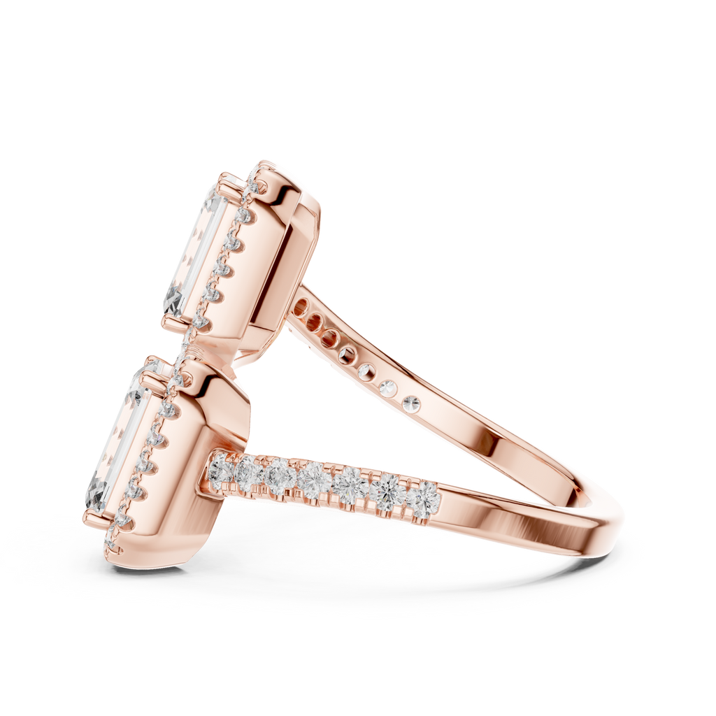 2 Carat Emerald Diamond Toi Et Moi Engagement Ring