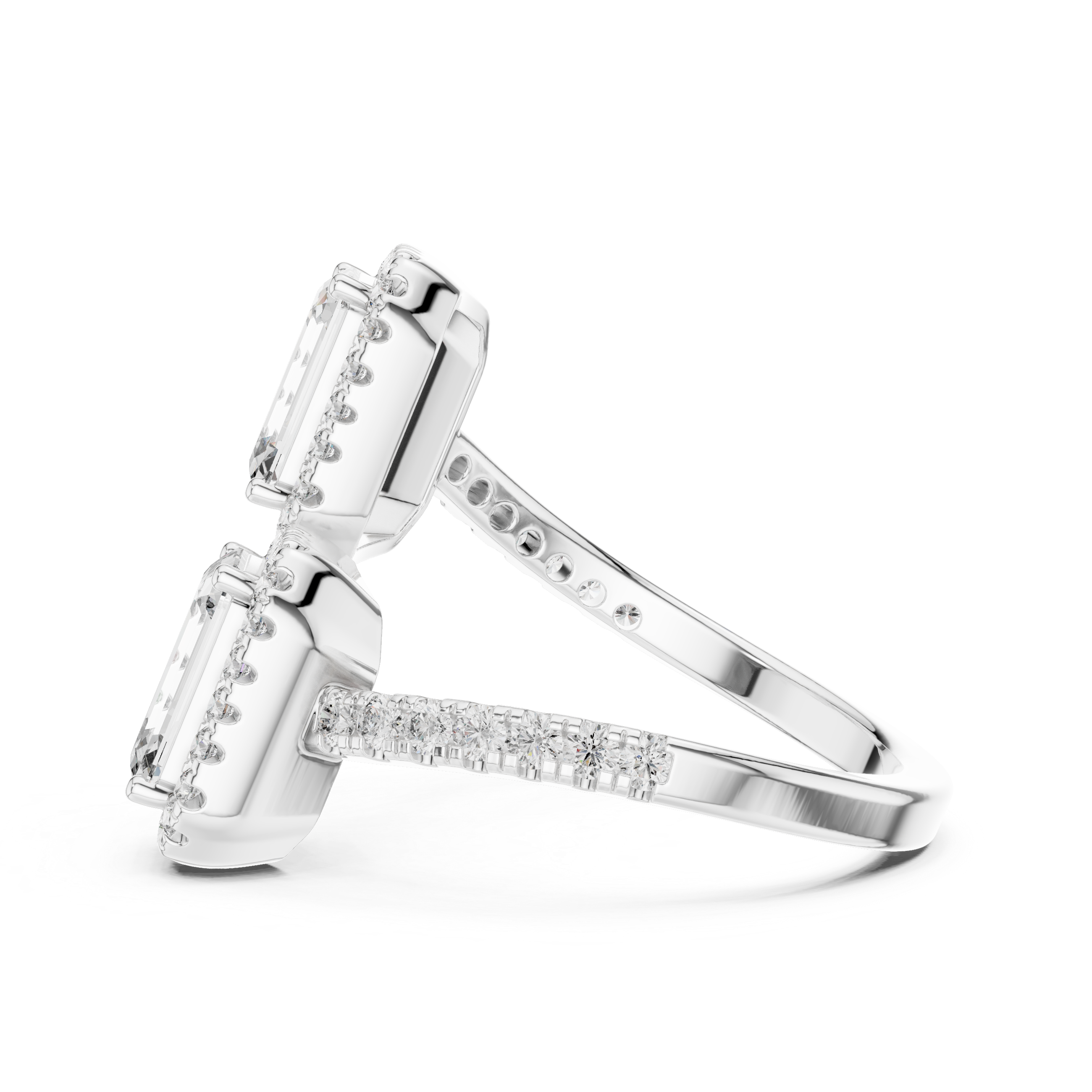 2 Carat Emerald Diamond Toi Et Moi Engagement Ring