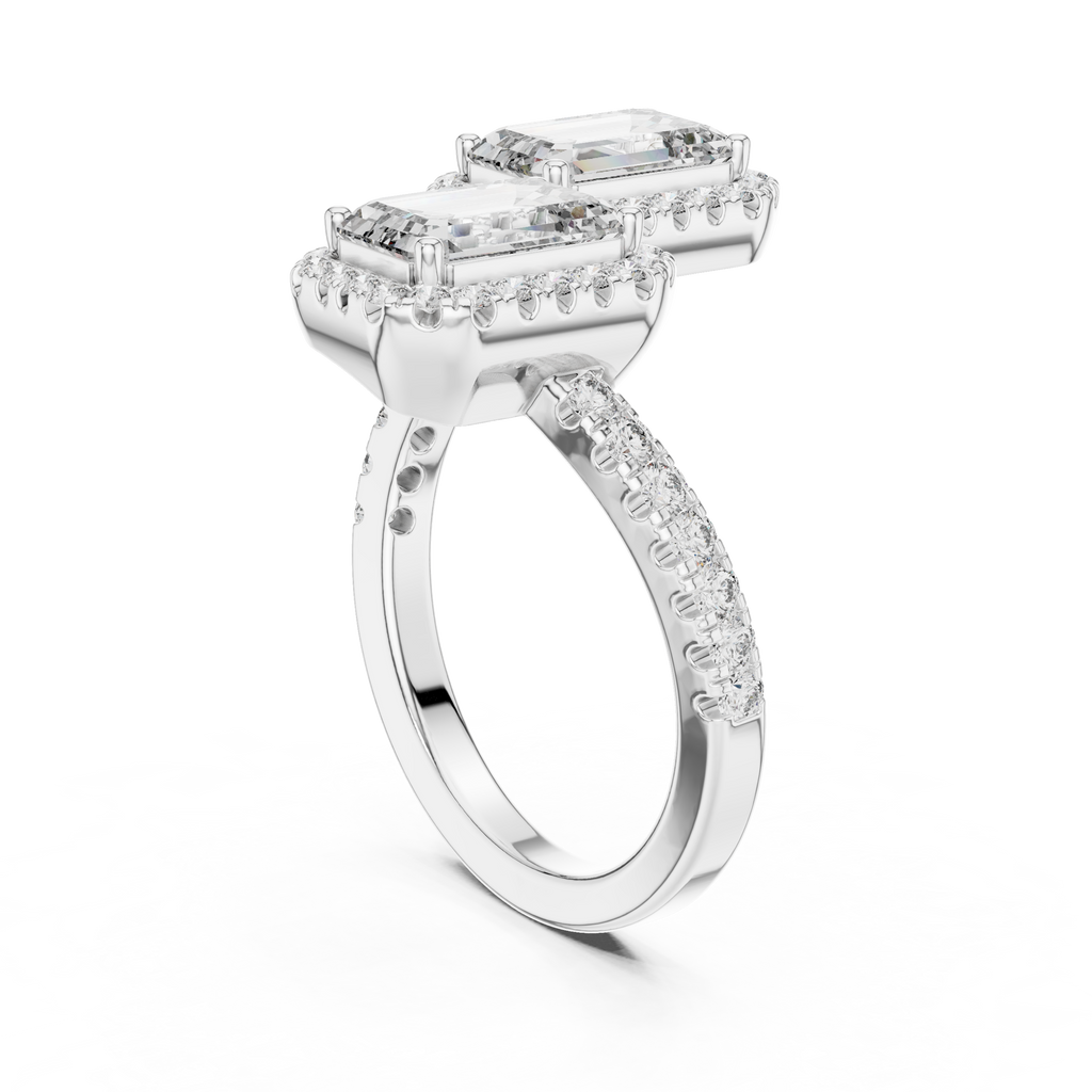 2 Carat Emerald Diamond Toi Et Moi Engagement Ring