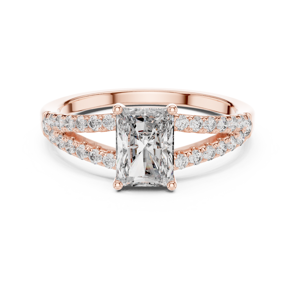 1 Carat Radiant Diamond Shink Shank Engagement Ring