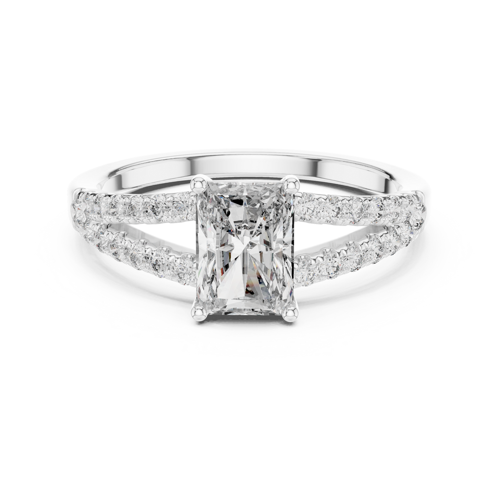 1 Carat Radiant Diamond Shink Shank Engagement Ring
