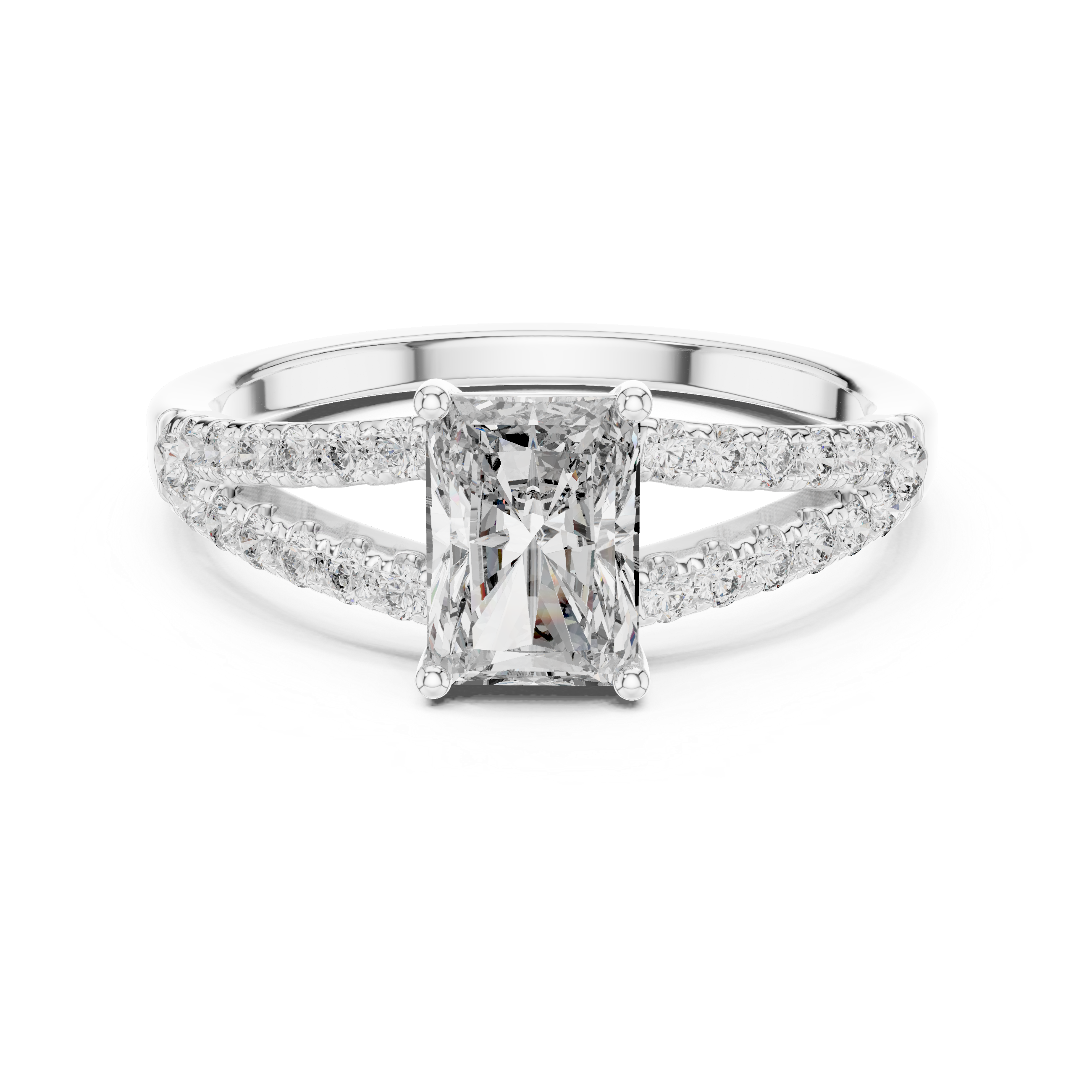 1 Carat Radiant Diamond Shink Shank Engagement Ring