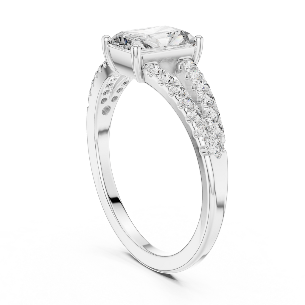 1 Carat Radiant Diamond Shink Shank Engagement Ring