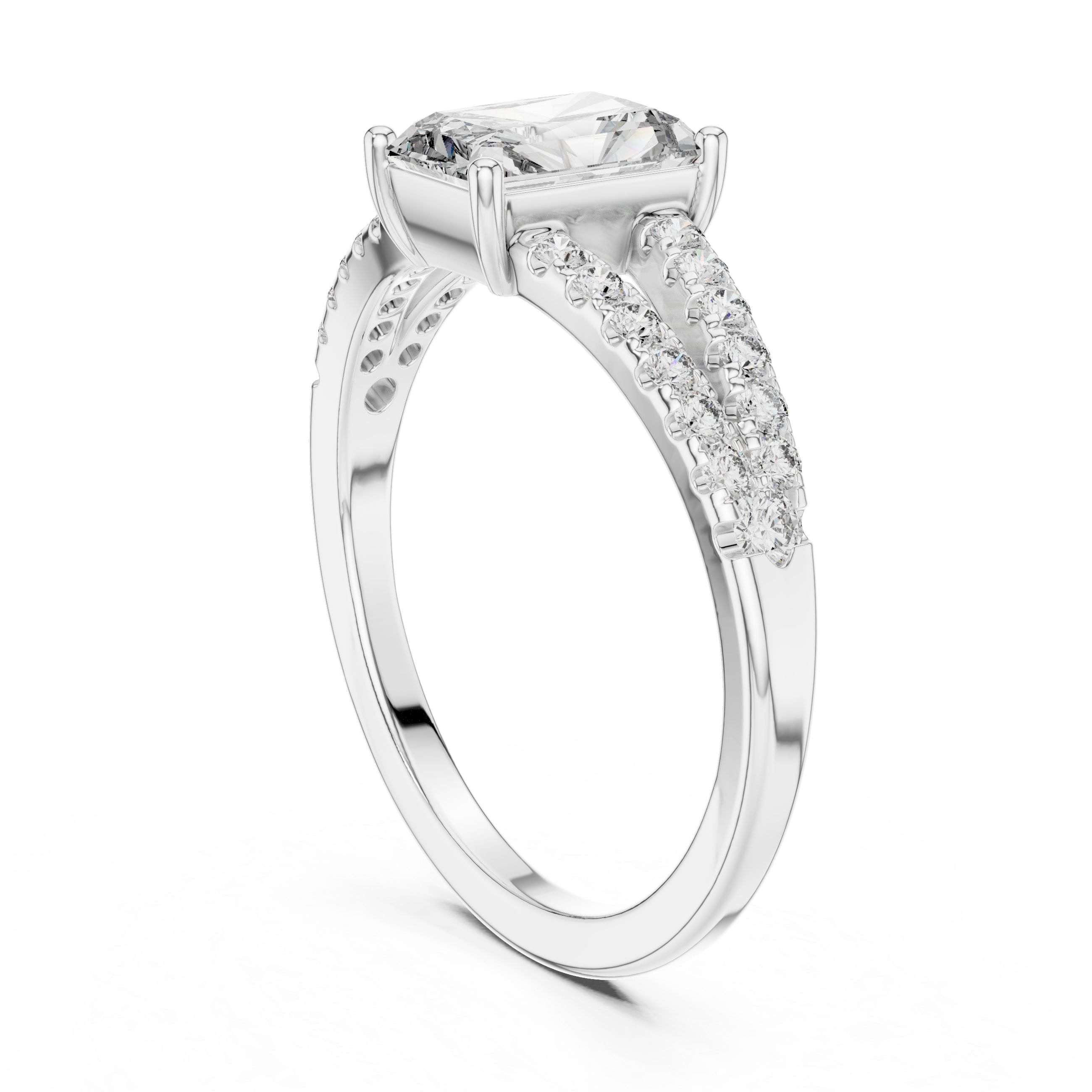 1 Carat Radiant Diamond Shink Shank Engagement Ring