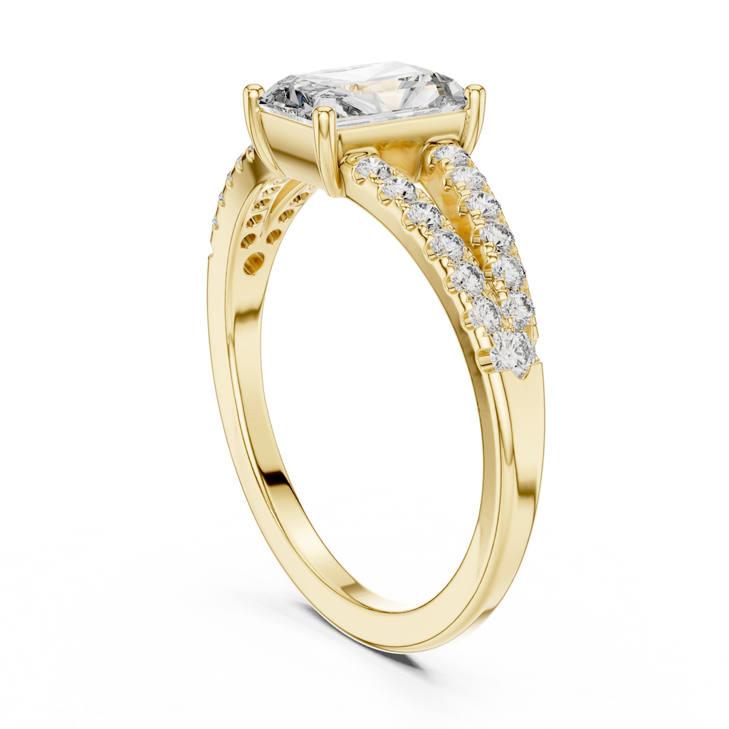 1 Carat Radiant Diamond Shink Shank Engagement Ring