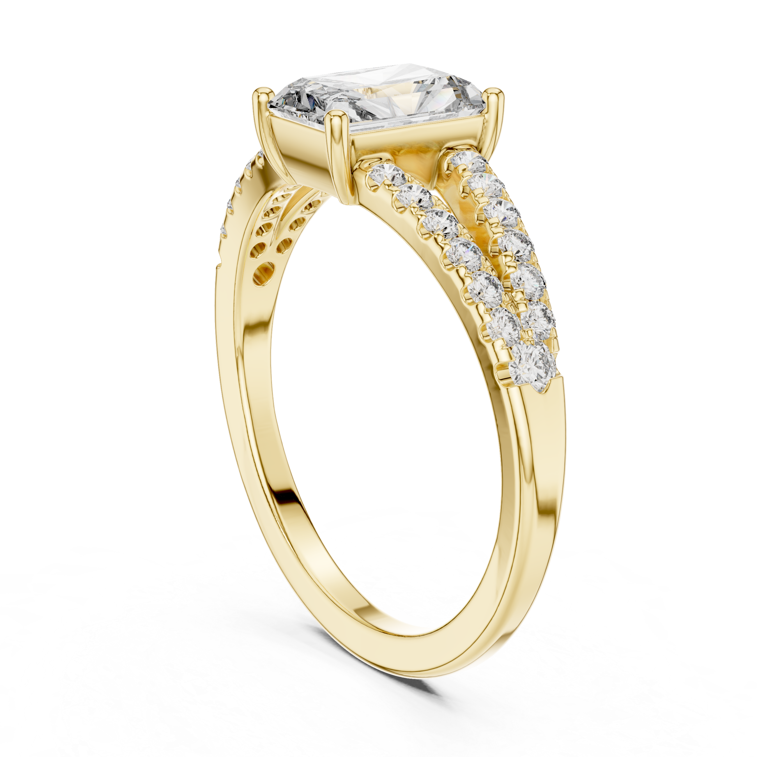 1 Carat Radiant Diamond Shink Shank Engagement Ring