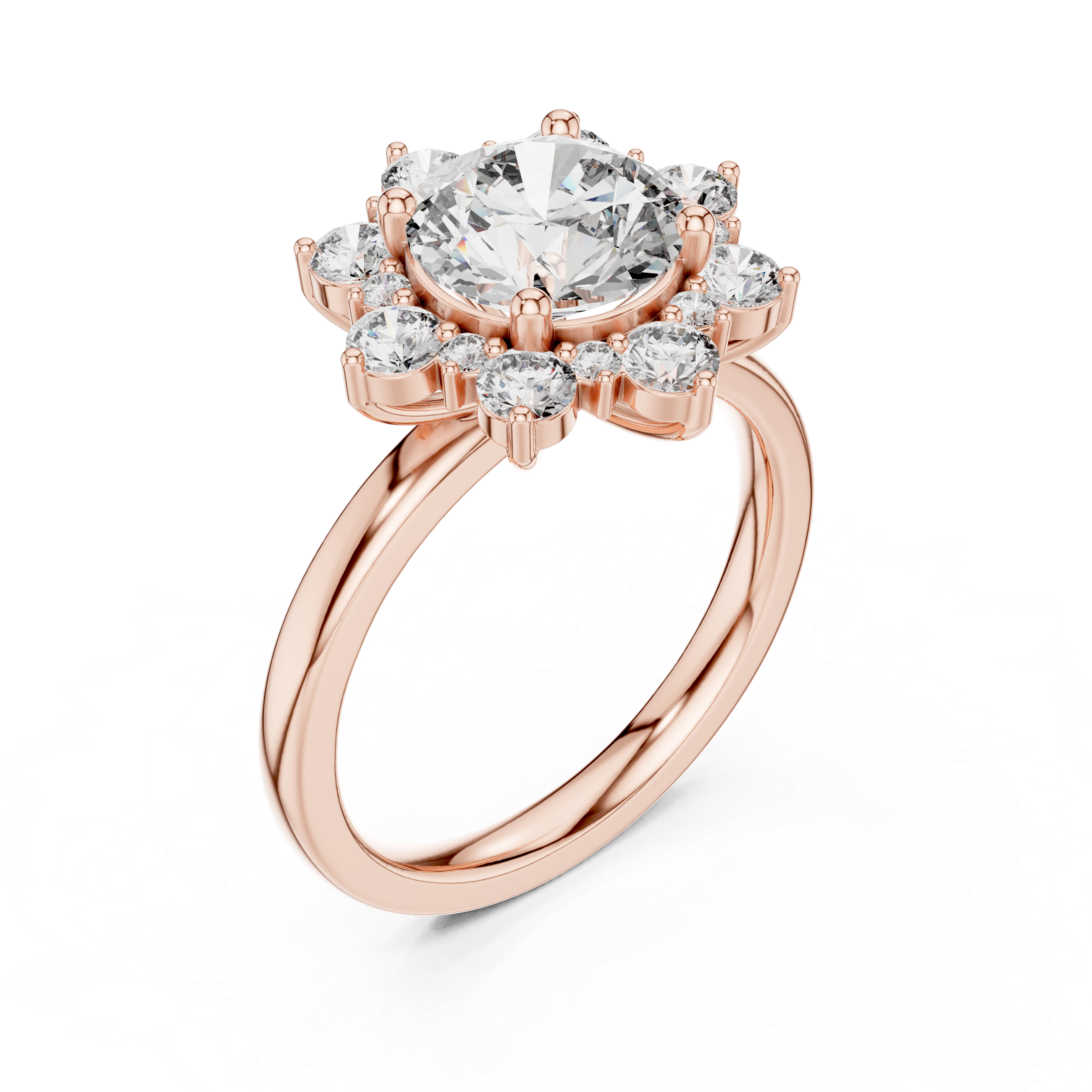 2 Carat Flora Round Diamond Engagement Ring