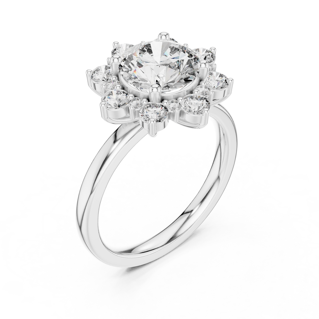 2 Carat Flora Round Diamond Engagement Ring